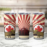 Personalized Canada Maple Leaf Tumbler Cup Moose And Forest Retro Style
