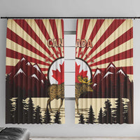 Personalized Canada Maple Leaf Window Curtain Moose And Forest Retro Style