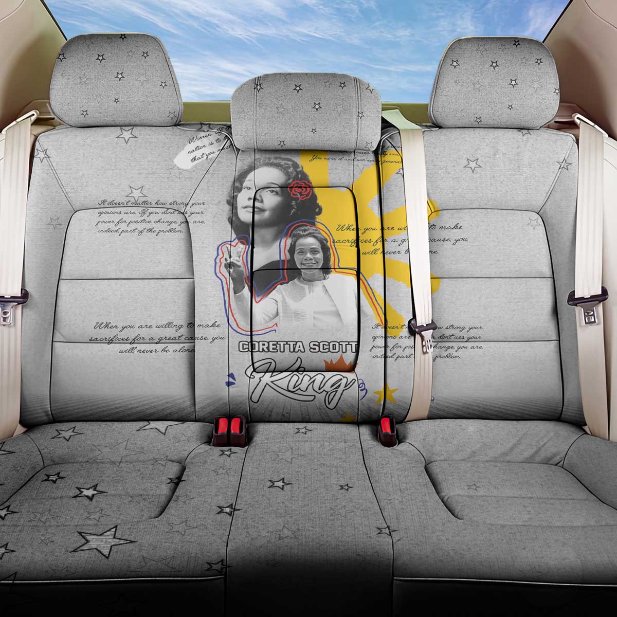 Coretta Scott King Back Car Seat Cover Honoring The Legacy Hand Draw Style