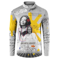 Coretta Scott King Button Sweatshirt Honoring The Legacy Hand Draw Style