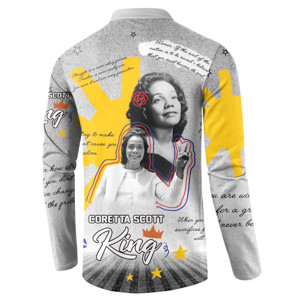 Coretta Scott King Button Sweatshirt Honoring The Legacy Hand Draw Style