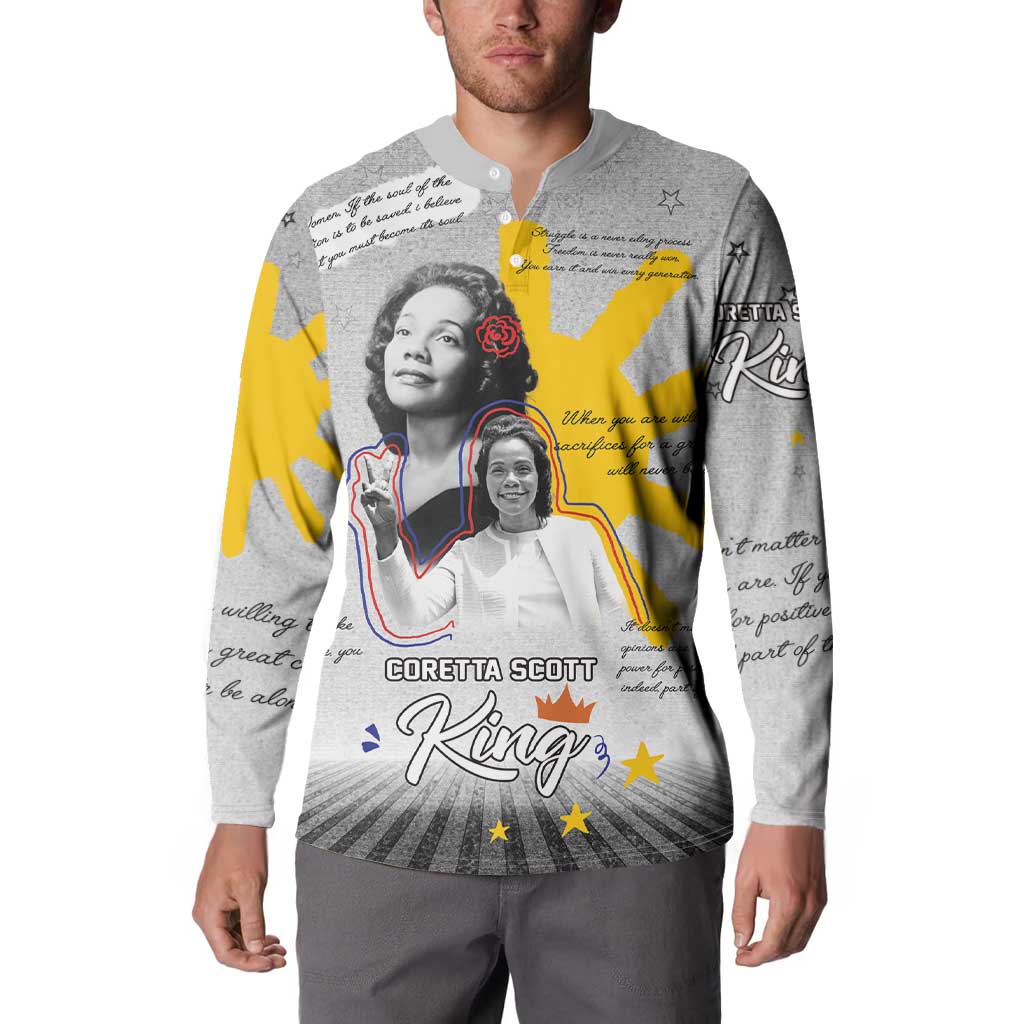 Coretta Scott King Button Sweatshirt Honoring The Legacy Hand Draw Style
