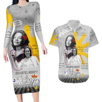 Coretta Scott King Couples Matching Long Sleeve Bodycon Dress and Hawaiian Shirt Honoring The Legacy Hand Draw Style