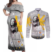 Coretta Scott King Couples Matching Off Shoulder Maxi Dress and Long Sleeve Button Shirt Honoring The Legacy Hand Draw Style