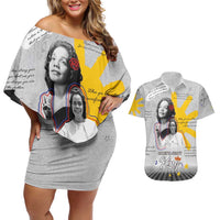 Coretta Scott King Couples Matching Off Shoulder Short Dress and Hawaiian Shirt Honoring The Legacy Hand Draw Style