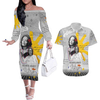Coretta Scott King Couples Matching Off The Shoulder Long Sleeve Dress and Hawaiian Shirt Honoring The Legacy Hand Draw Style