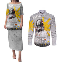 Coretta Scott King Couples Matching Puletasi and Long Sleeve Button Shirt Honoring The Legacy Hand Draw Style