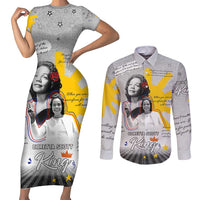 Coretta Scott King Couples Matching Short Sleeve Bodycon Dress and Long Sleeve Button Shirt Honoring The Legacy Hand Draw Style