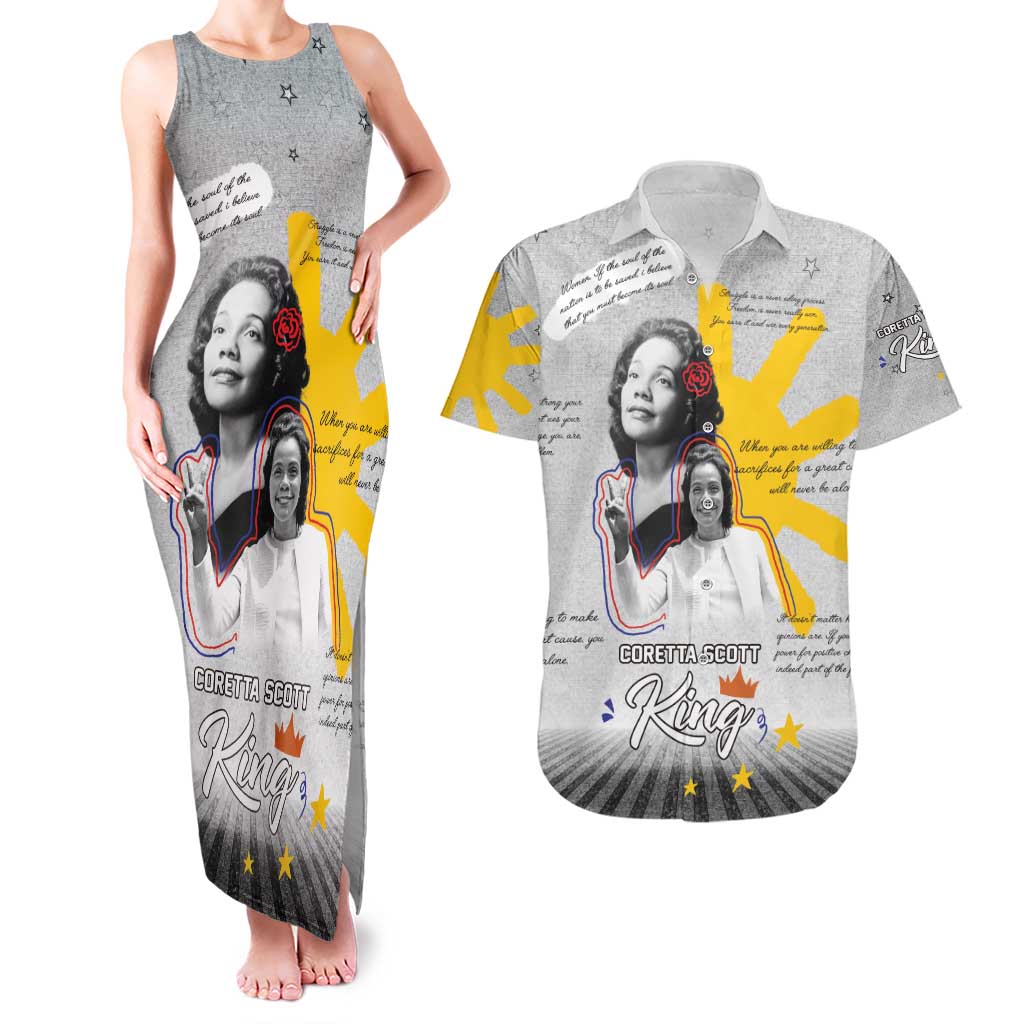 Coretta Scott King Couples Matching Tank Maxi Dress and Hawaiian Shirt Honoring The Legacy Hand Draw Style