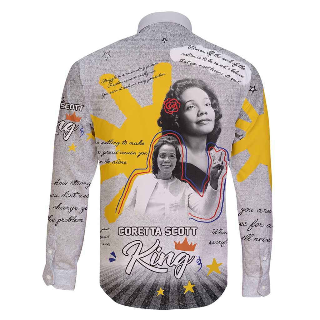 Coretta Scott King Family Matching Long Sleeve Bodycon Dress and Hawaiian Shirt Honoring The Legacy Hand Draw Style
