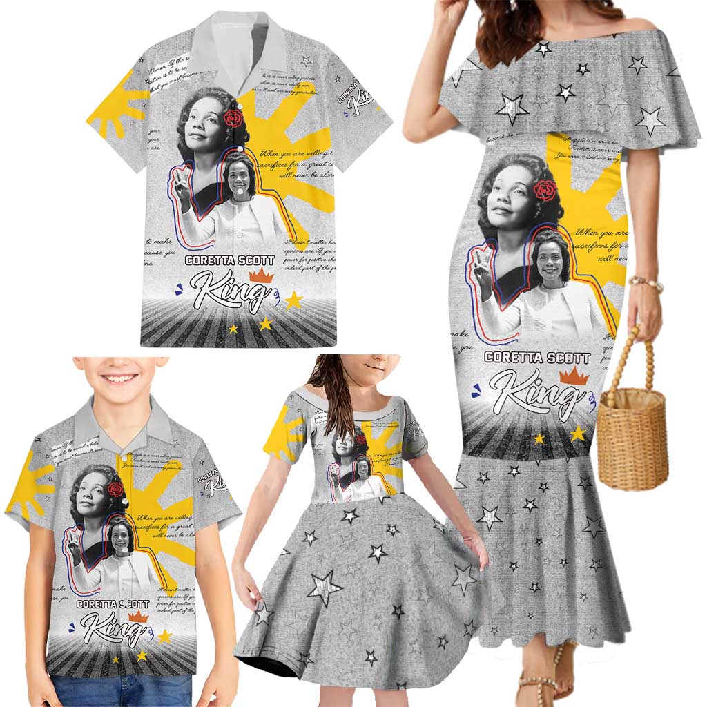 Coretta Scott King Family Matching Mermaid Dress and Hawaiian Shirt Honoring The Legacy Hand Draw Style