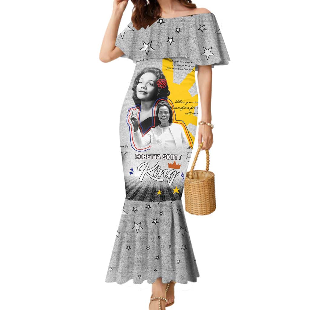 Coretta Scott King Family Matching Mermaid Dress and Hawaiian Shirt Honoring The Legacy Hand Draw Style