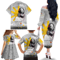 Coretta Scott King Family Matching Off The Shoulder Long Sleeve Dress and Hawaiian Shirt Honoring The Legacy Hand Draw Style
