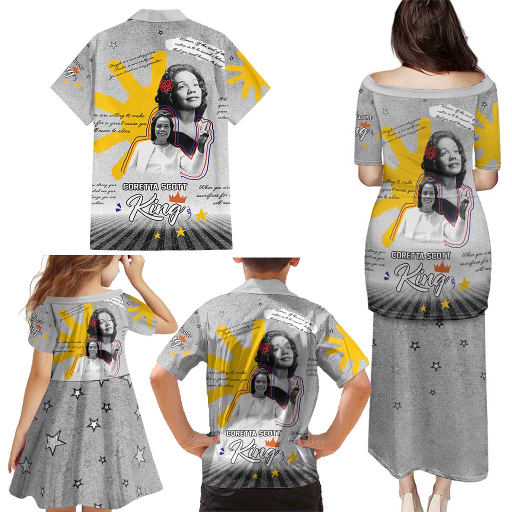 Coretta Scott King Family Matching Puletasi and Hawaiian Shirt Honoring The Legacy Hand Draw Style