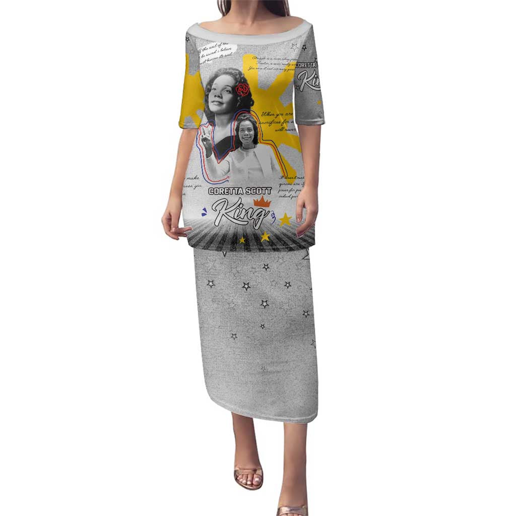 Coretta Scott King Family Matching Puletasi and Hawaiian Shirt Honoring The Legacy Hand Draw Style