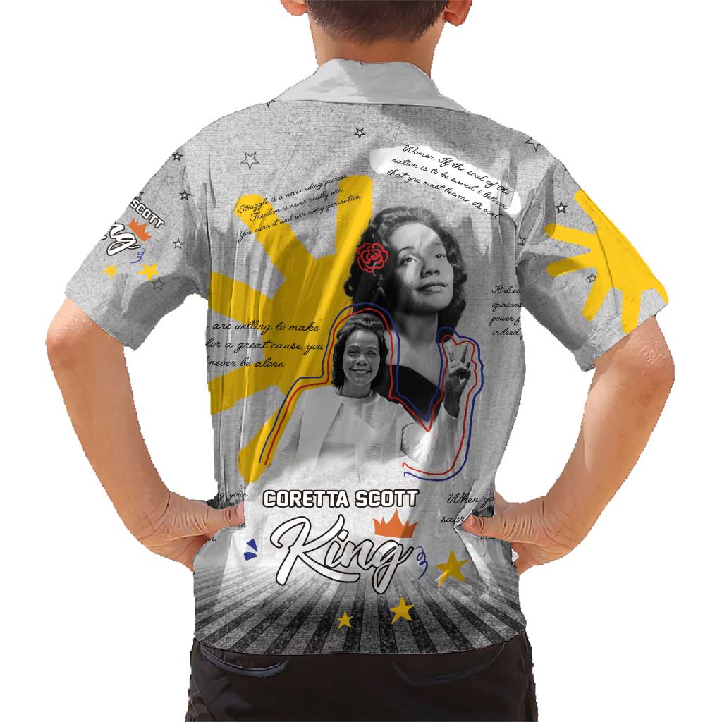 Coretta Scott King Family Matching Short Sleeve Bodycon Dress and Hawaiian Shirt Honoring The Legacy Hand Draw Style