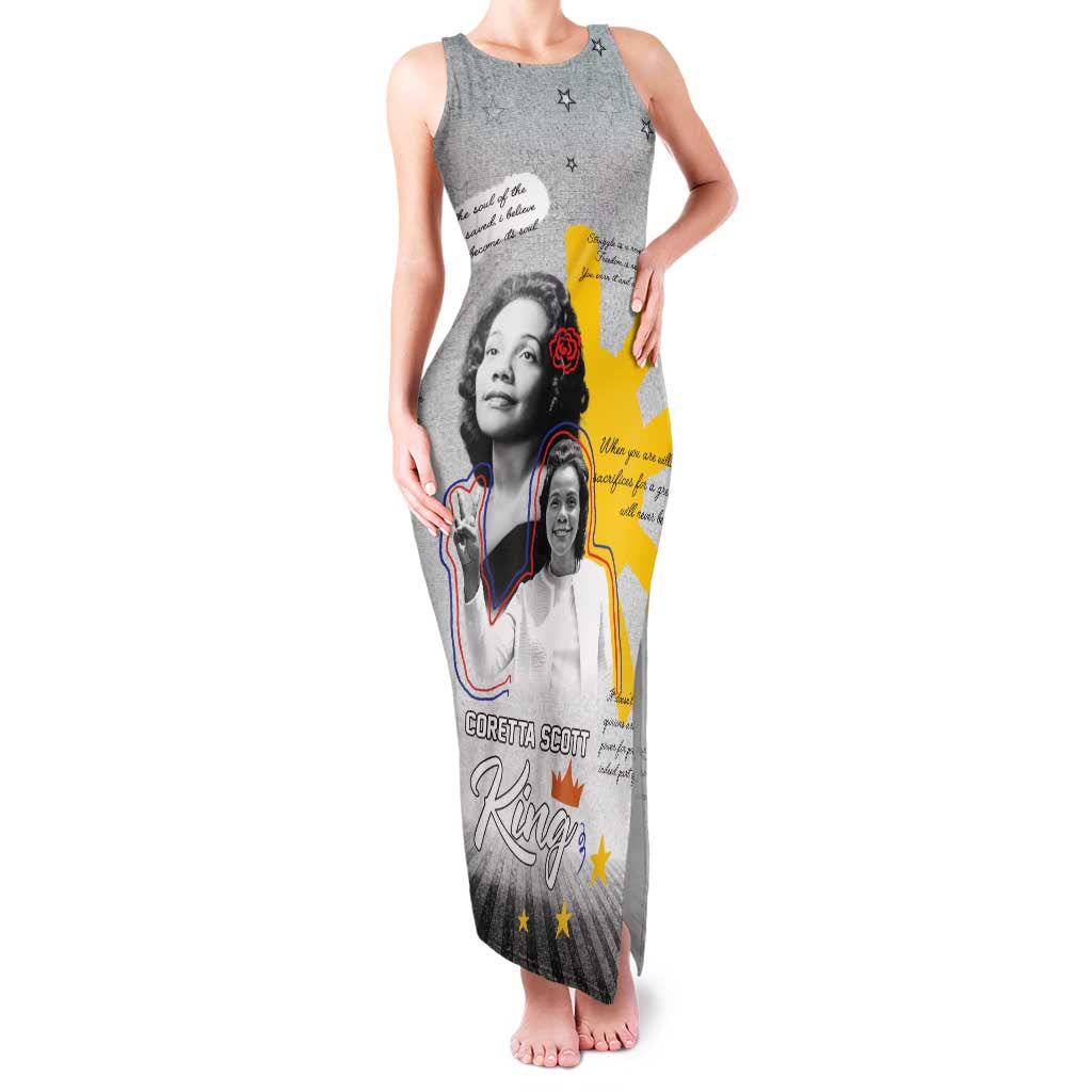 Coretta Scott King Family Matching Tank Maxi Dress and Hawaiian Shirt Honoring The Legacy Hand Draw Style