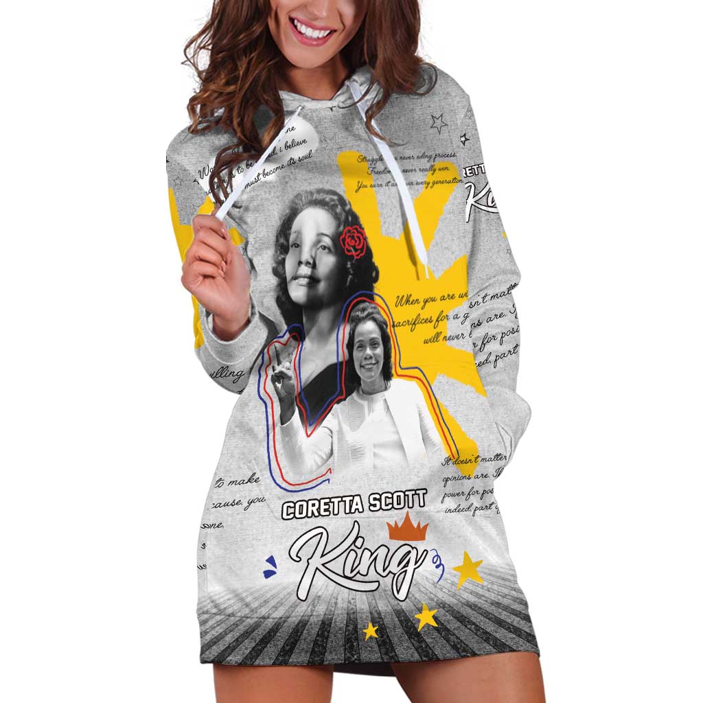 Coretta Scott King Hoodie Dress Honoring The Legacy Hand Draw Style