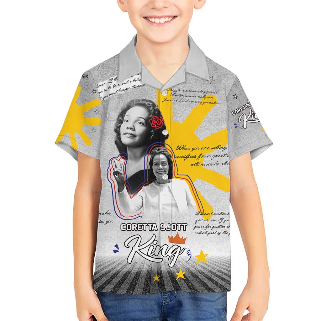 Coretta Scott King Kid Hawaiian Shirt Honoring The Legacy Hand Draw Style