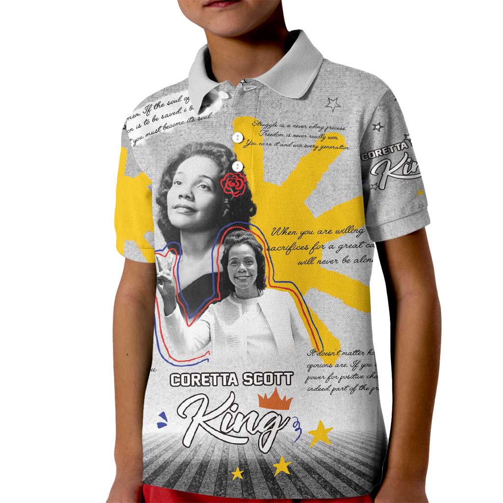 Coretta Scott King Kid Polo Shirt Honoring The Legacy Hand Draw Style