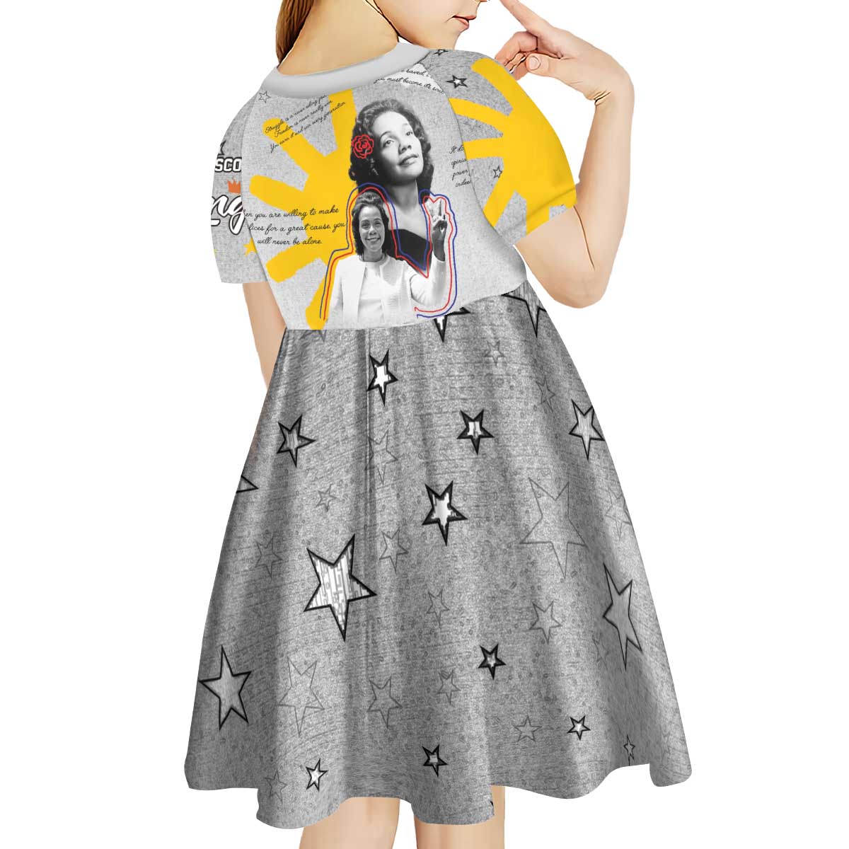 Coretta Scott King Kid Short Sleeve Dress Honoring The Legacy Hand Draw Style