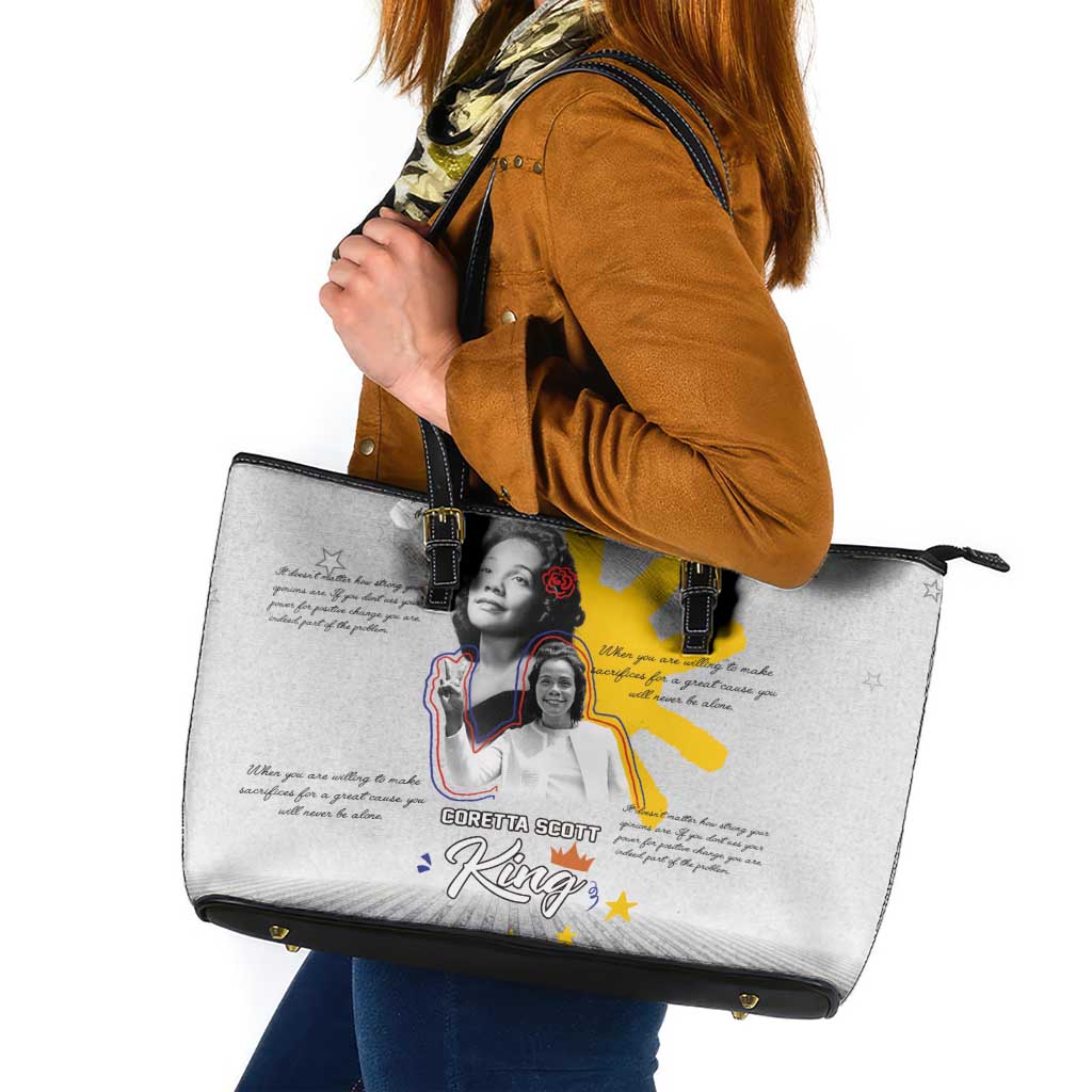 Coretta Scott King Leather Tote Bag Honoring The Legacy Hand Draw Style
