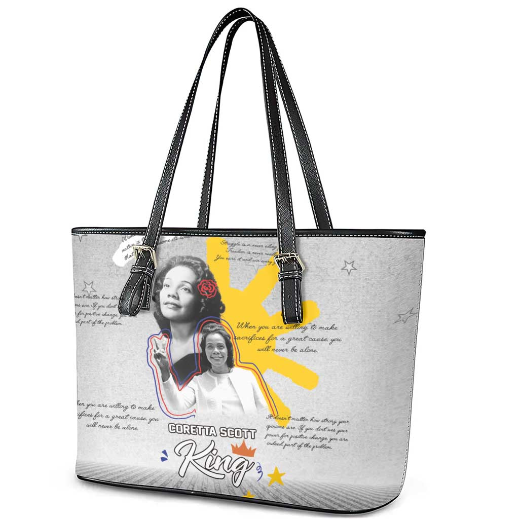 Coretta Scott King Leather Tote Bag Honoring The Legacy Hand Draw Style