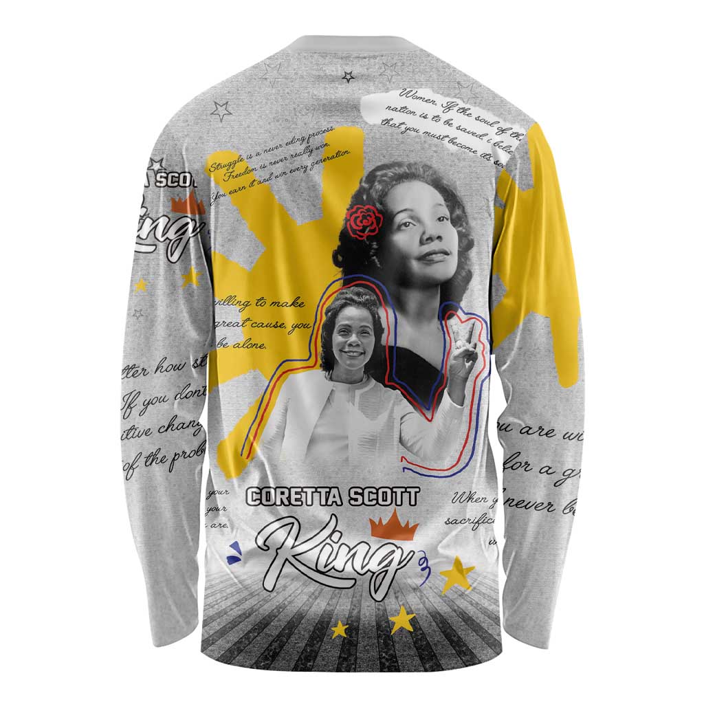 Coretta Scott King Long Sleeve Shirt Honoring The Legacy Hand Draw Style