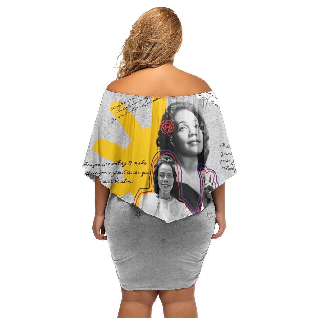 Coretta Scott King Off Shoulder Short Dress Honoring The Legacy Hand Draw Style