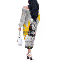 Coretta Scott King Off The Shoulder Long Sleeve Dress Honoring The Legacy Hand Draw Style
