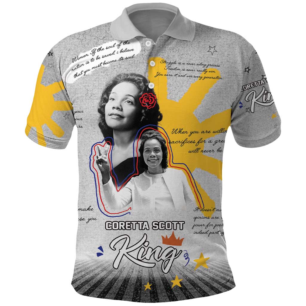 Coretta Scott King Polo Shirt Honoring The Legacy Hand Draw Style