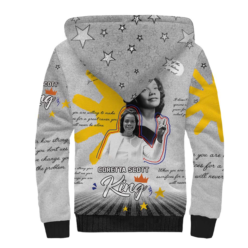 Coretta Scott King Sherpa Hoodie Honoring The Legacy Hand Draw Style
