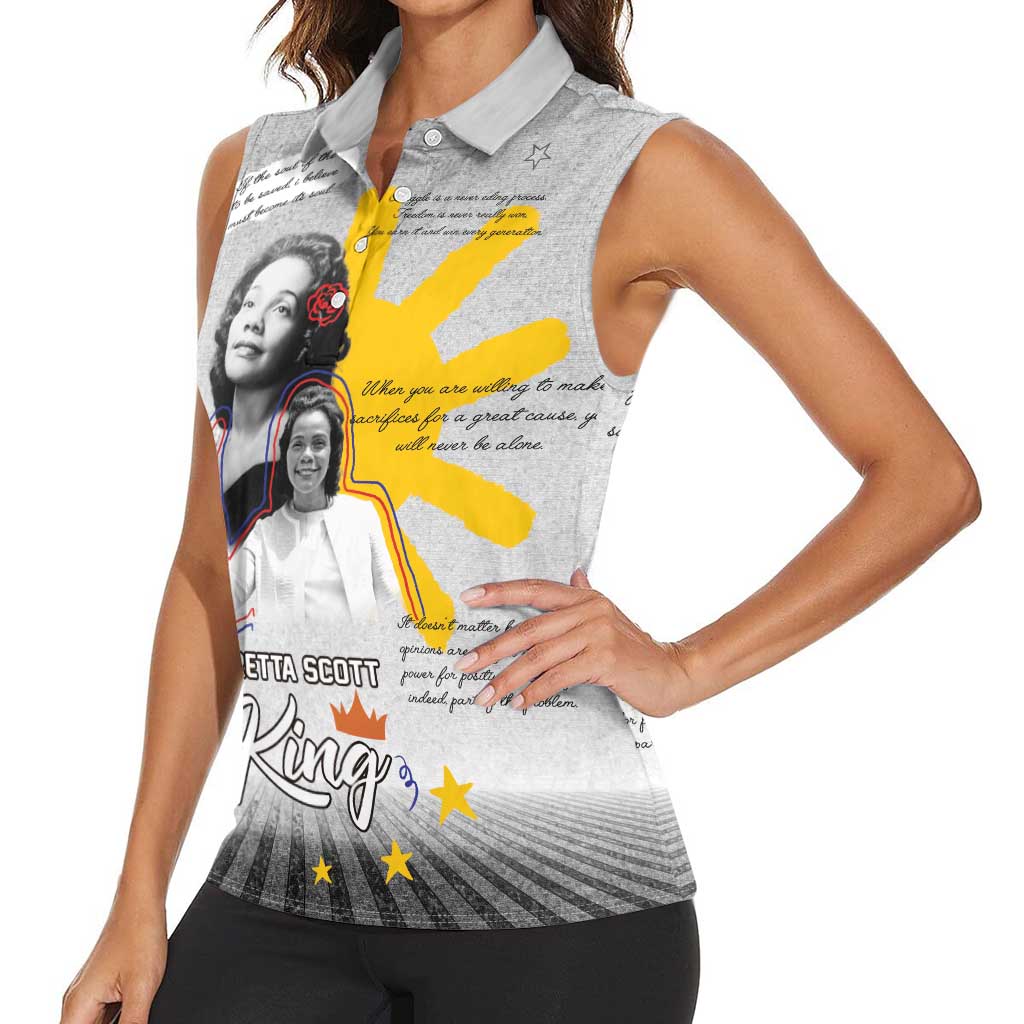 Coretta Scott King Women Sleeveless Polo Shirt Honoring The Legacy Hand Draw Style