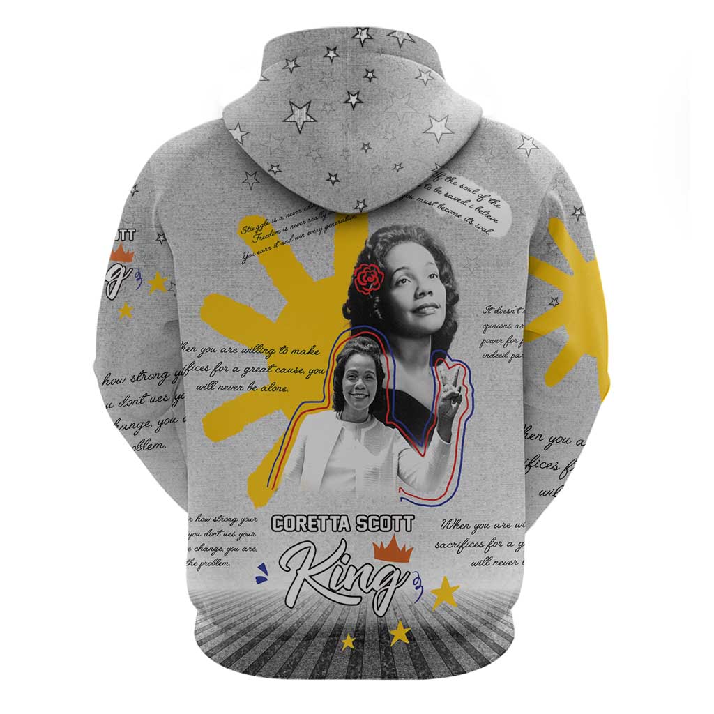 Coretta Scott King Zip Hoodie Honoring The Legacy Hand Draw Style