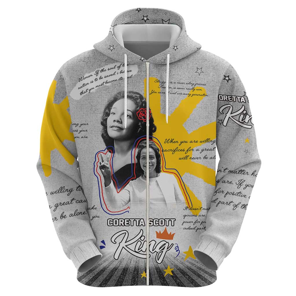 Coretta Scott King Zip Hoodie Honoring The Legacy Hand Draw Style