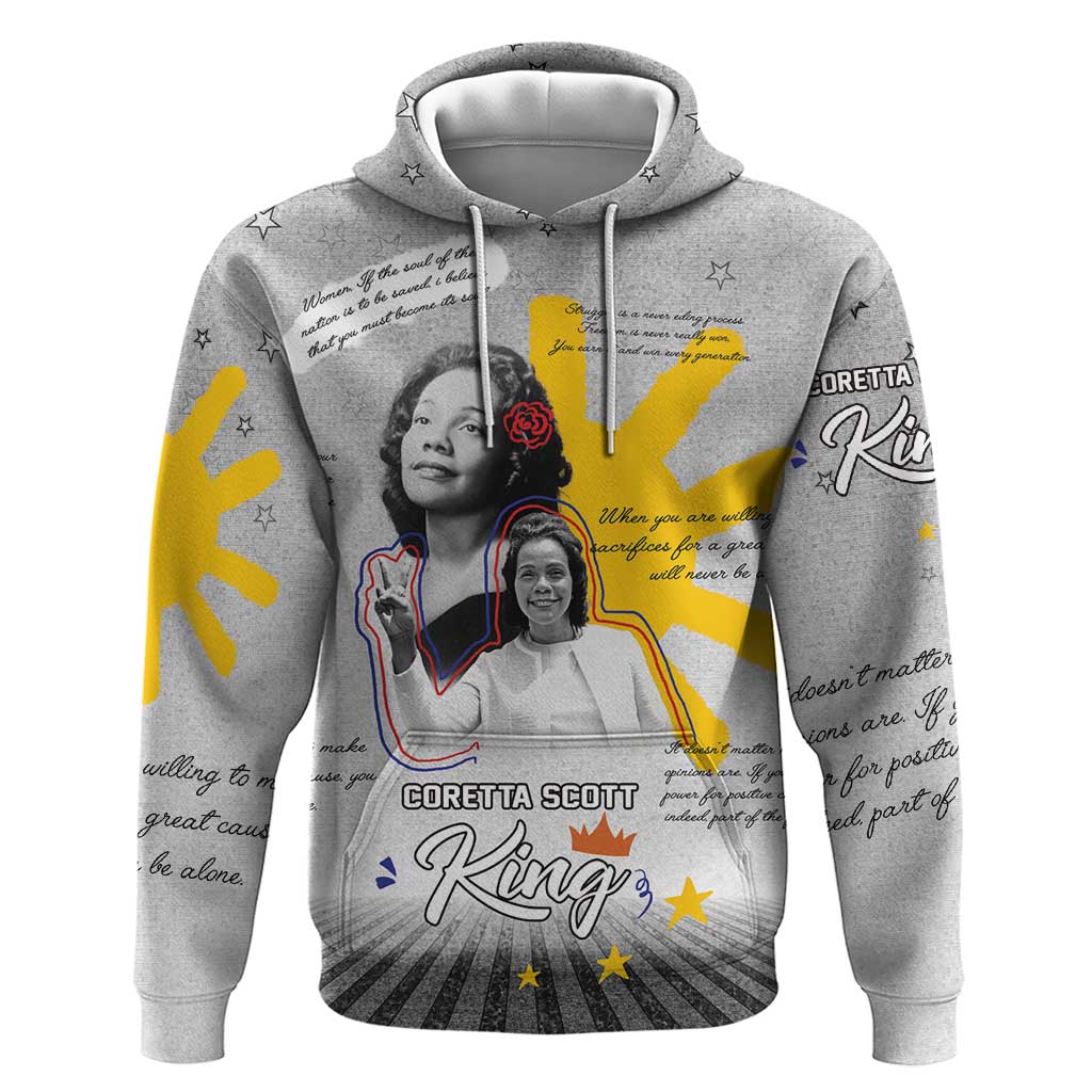 Coretta Scott King Zip Hoodie Honoring The Legacy Hand Draw Style