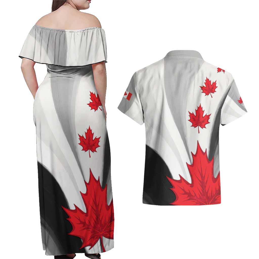 Canada Maple Leaf Couples Matching Off Shoulder Maxi Dress and Hawaiian Shirt Unique Style