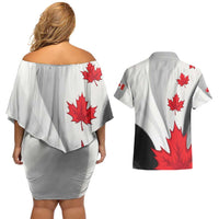 Canada Maple Leaf Couples Matching Off Shoulder Short Dress and Hawaiian Shirt Unique Style