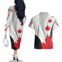 Canada Maple Leaf Couples Matching Off The Shoulder Long Sleeve Dress and Hawaiian Shirt Unique Style
