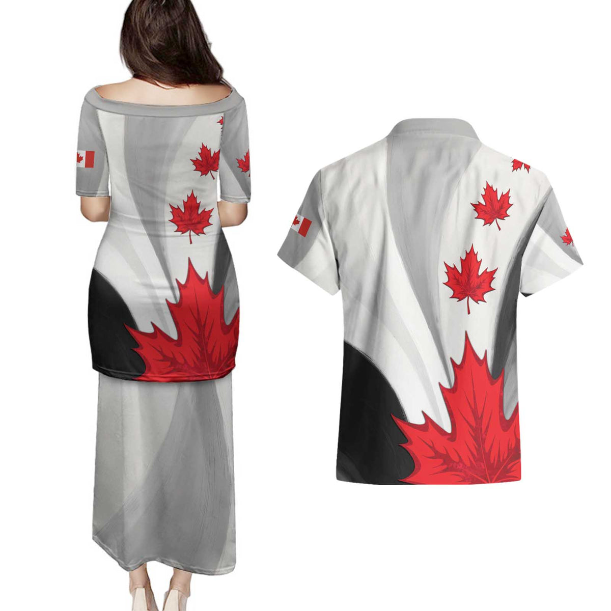 Canada Maple Leaf Couples Matching Puletasi and Hawaiian Shirt Unique Style