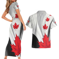 Canada Maple Leaf Couples Matching Short Sleeve Bodycon Dress and Hawaiian Shirt Unique Style