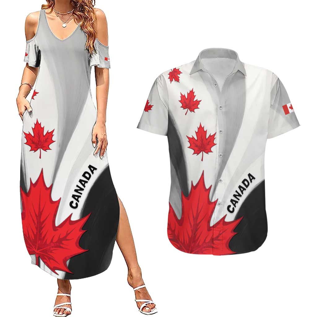 Canada Maple Leaf Couples Matching Summer Maxi Dress and Hawaiian Shirt Unique Style