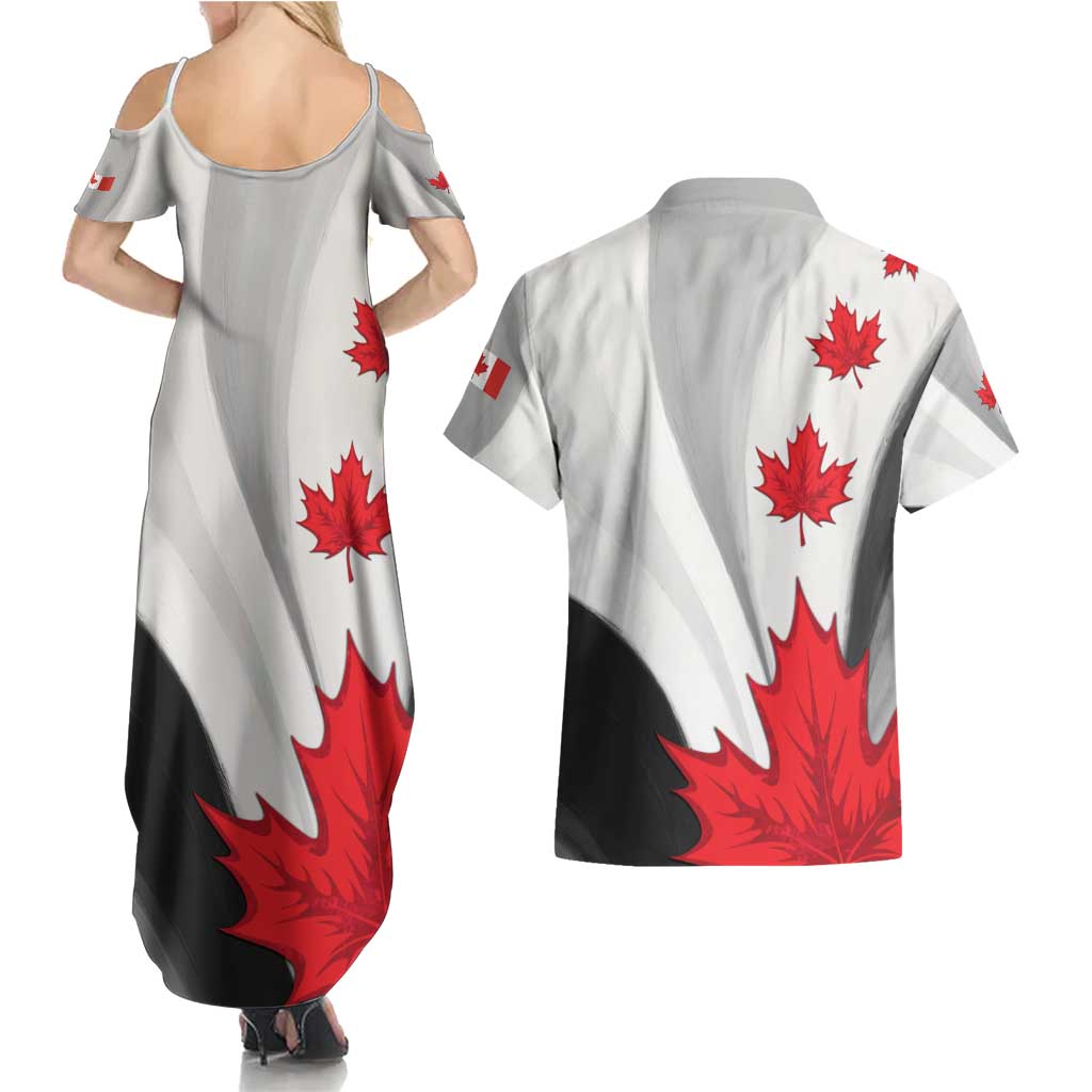 Canada Maple Leaf Couples Matching Summer Maxi Dress and Hawaiian Shirt Unique Style