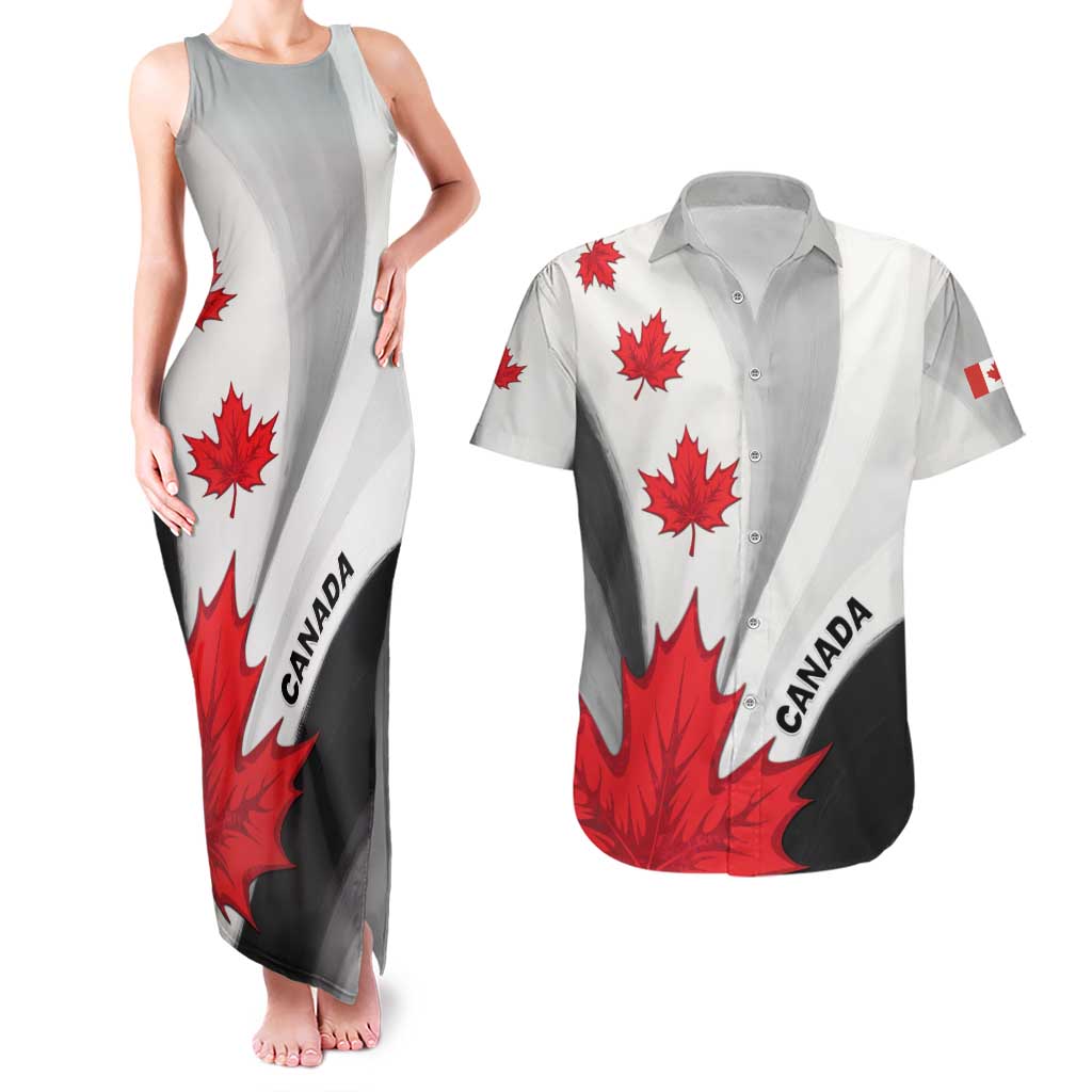 Canada Maple Leaf Couples Matching Tank Maxi Dress and Hawaiian Shirt Unique Style