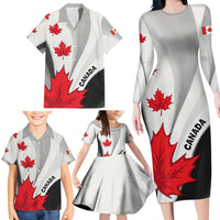 Canada Maple Leaf Family Matching Long Sleeve Bodycon Dress and Hawaiian Shirt Unique Style