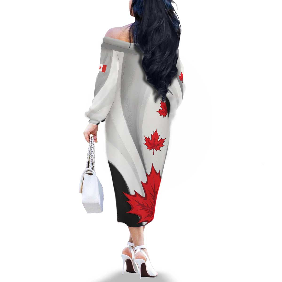 Canada Maple Leaf Family Matching Off The Shoulder Long Sleeve Dress and Hawaiian Shirt Unique Style