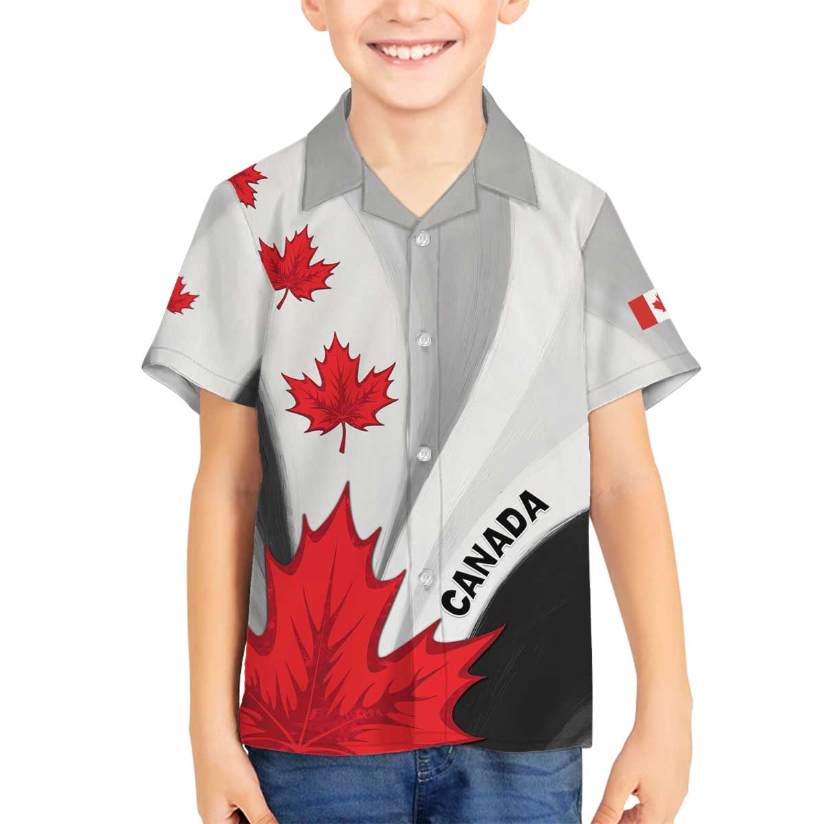 Canada Maple Leaf Family Matching Off The Shoulder Long Sleeve Dress and Hawaiian Shirt Unique Style