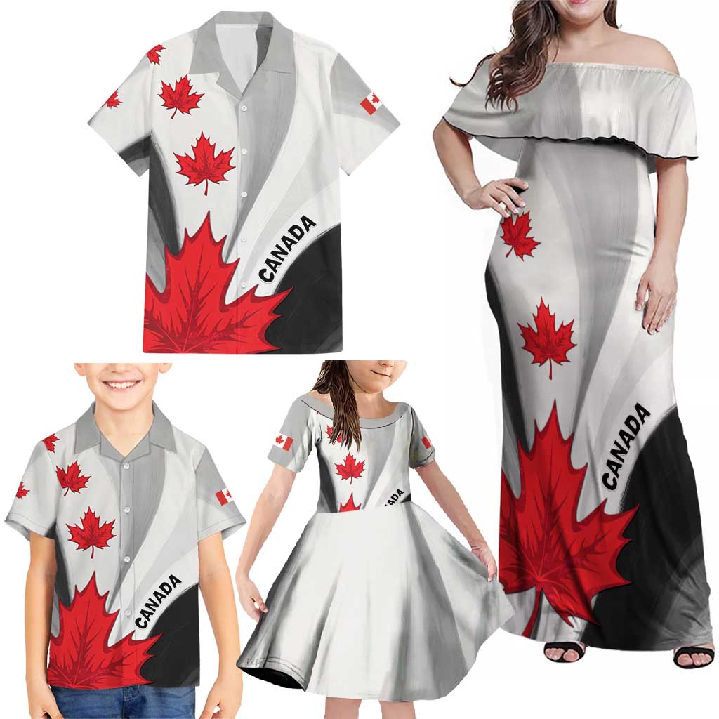 Canada Maple Leaf Family Matching Off Shoulder Maxi Dress and Hawaiian Shirt Unique Style