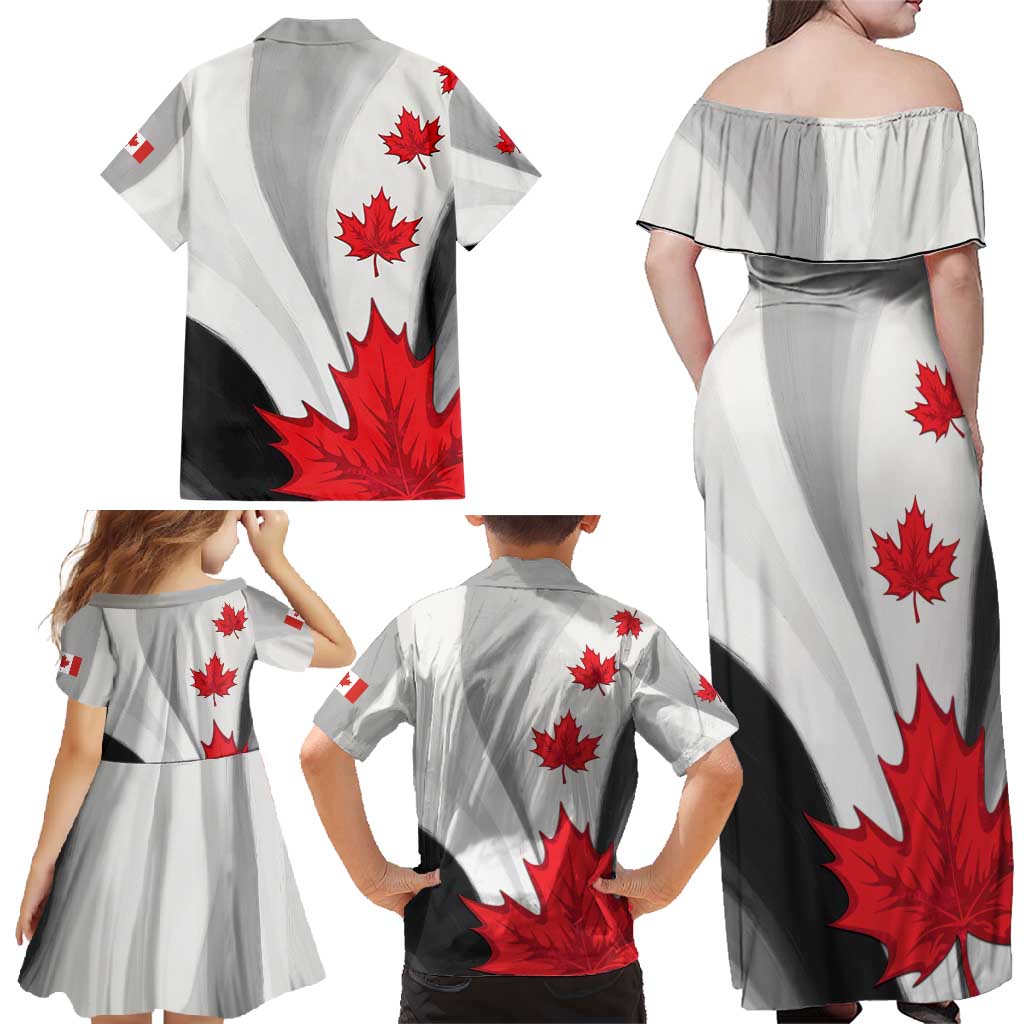 Canada Maple Leaf Family Matching Off Shoulder Maxi Dress and Hawaiian Shirt Unique Style