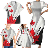 Canada Maple Leaf Family Matching Short Sleeve Bodycon Dress and Hawaiian Shirt Unique Style
